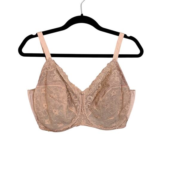 Renaissance Rose Underwire Bra Size 40DDD Tan Lace Unlined Full Coverage 85720 - Picture 1 of 8